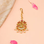 Silver Lord Ganesh Maang TIkka with Pearl Hangings