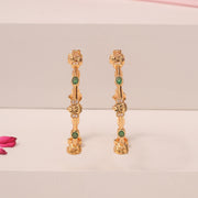 Silver Lakshmi Devi Bangles with Green Stone