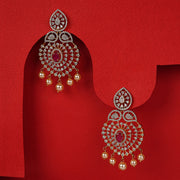 Silver and CZ Earrings with Leaf Highlights and Pearls