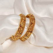 Elegant Silver Filigree Bangles with Intricate Floral Design