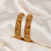 Elegant Silver Filigree Bangles with Intricate Floral Design
