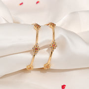 Silver CZ Bangles Adorned with Floral Motifs