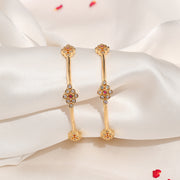 Silver CZ Bangles Adorned with Floral Motifs