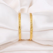 Elegant Textured Gold Bangles with Geometric Engraved Design