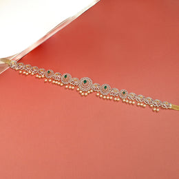 Sleek Silver Vaddanam with CZs and Pearls