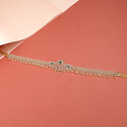 Silver Vaddanam with CZ and Pearl Combination