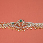Silver Vaddanam with CZ and Pearl Combination