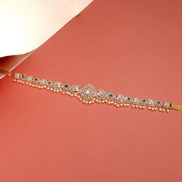 Silver and CZ Vaddanam with Peacock Design