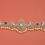 Silver and CZ Vaddanam with Peacock Design