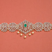 Silver and CZ Vaddanam with Intricate Design