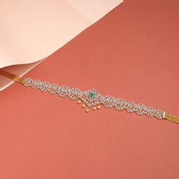 Silver and CZ Vaddanam with Intricate Design