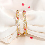 Trendy Silver CZ Bangles with Pearls & Corals