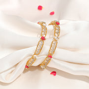 Trendy Silver CZ Bangles with Pearls & Corals