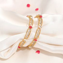 Trendy Silver CZ Bangles with Pearls & Corals