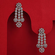 Dazzling Silver and CZ Hangings with Floral Detailing