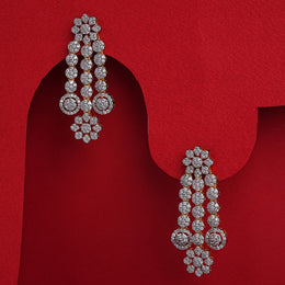 Dazzling Silver and CZ Hangings with Floral Detailing