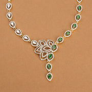 Silver Drop Highlight Necklace with Green Stones