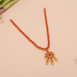 Heritage Silver Coral Neackalce with Kundan Pendant & Gold Colour Beads
