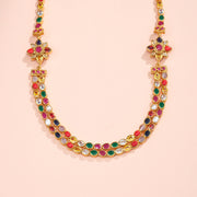 Silver Reversible Haaram with Floral Detailing and Stones