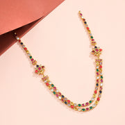 Silver Reversible Haaram with Floral Detailing and Stones