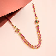 Silver Reversible Haaram with Floral Detailing and Stones