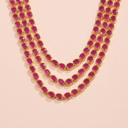 Silver Haaram with Red Stones and Floral Highlights