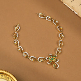 SIlver and CZ Combination Necklace with Floral and Leaf Detailing