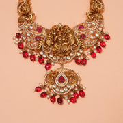 Sleek Silver Long Haaram with Lakshmi Devi Design