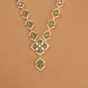 Silver and CZ Long Necklace with Floral Detailing