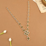 Silver and CZ Long Necklace with Floral Detailing