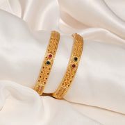 Traditional Rajwadi Silver Bnagles with Stone Highlights