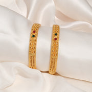 Traditional Rajwadi Silver Bnagles with Stone Highlights