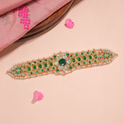 Silver Kundan and Pearl Baajubandh and Choker