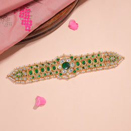 Silver Kundan and Pearl Baajubandh and Choker