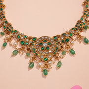 Silver Necklace with Coloured Kundans