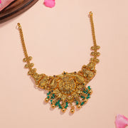 Traditional Silver Lakshmi Devi Haaram with Nature-Inspired Design