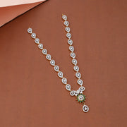 Elegant CZ Necklace with Emerald Floral Pendant