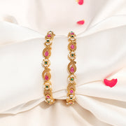 Alluring Silver Bangles in Paisley & Flower Design with Stones & Beads