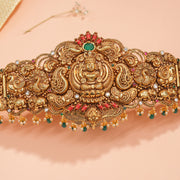 Nature-Inspired Silver Vaddanam with Lakshmi Devi Design