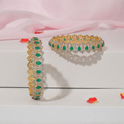 Dazzling CZ and Green Stone Silver Bangles for Special Occasions
