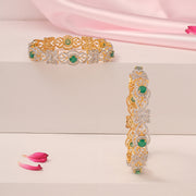 Silver Butterfly Bangles with CZs and Green Stones