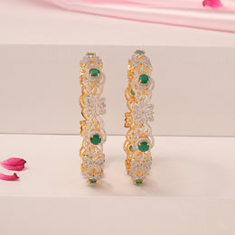 Silver Butterfly Bangles with CZs and Green Stones