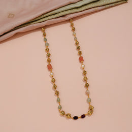 Royal Silver Nakshi Mala with Multi-Colour Stones