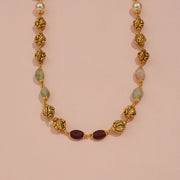 Royal Silver Nakshi Mala with Multi-Colour Stones