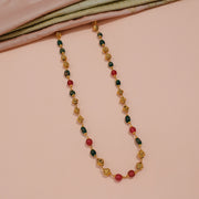 Graceful Silver Nakshi Mala with Red & Green Stone Beads