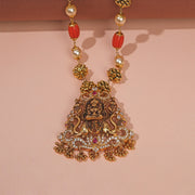 Silver Lakshmi Devi Pendant with Lotus Detailing