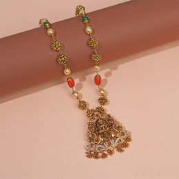 Silver Lakshmi Devi Pendant with Lotus Detailing