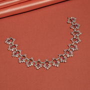 Elegant Floral Silver Necklace with Link Design and CZs
