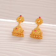 Regal Silver Jhumkas with Leaf Stud and Stones