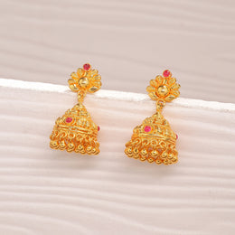 Regal Silver Jhumkas with Leaf Stud and Stones